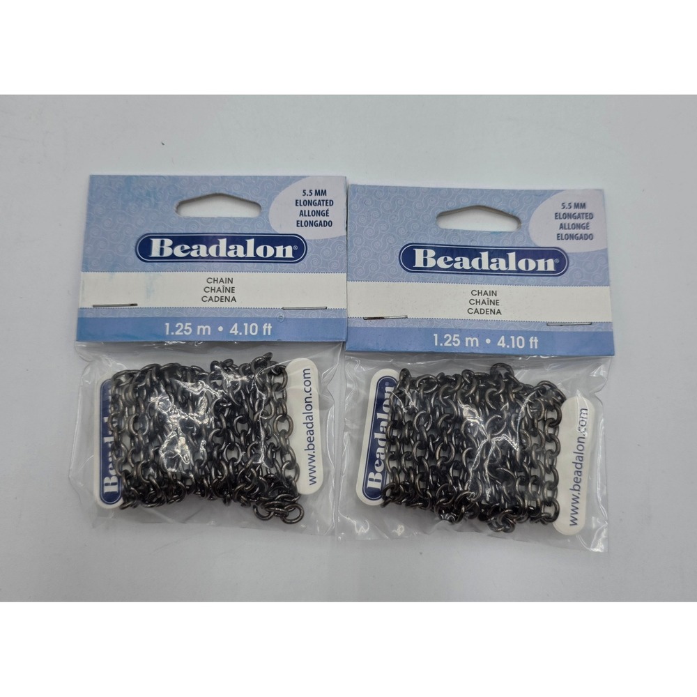 Beadalon 5.5mm Elongated Hematite Chain 2 Packs 8.2ft Total Jewelry Making